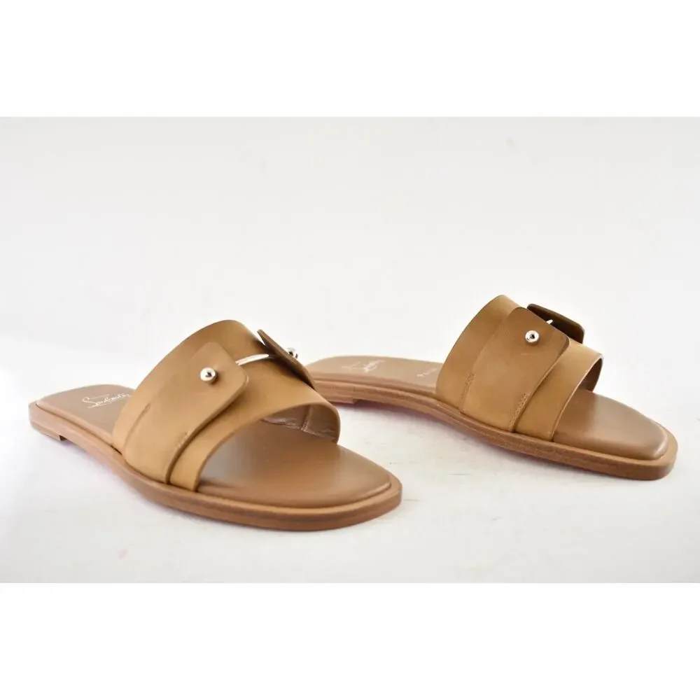 Christian Louboutin Chambelimule Donna Flat Tera Brown Leather Slide Sandal 36 - Picture 4 of 16